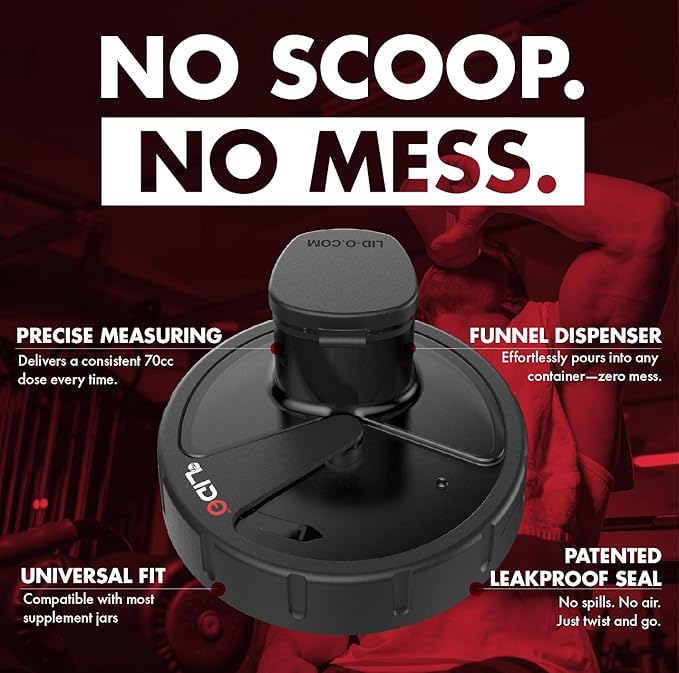 MYLIDO - Protein Powder Dispenser - Universal Size Fits All Brands, Pre and Post Workout, Creatine - Supplement Funnel - Reusable Dishwasher Safe