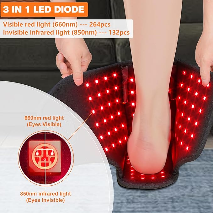 TUOB Red Light Therapy for Foot, 6000mAh Cordless Near Infrared Light Therapy Device Foot Wrap Full Cover Feet Ankle Toes Instep for Joint Pain Relief