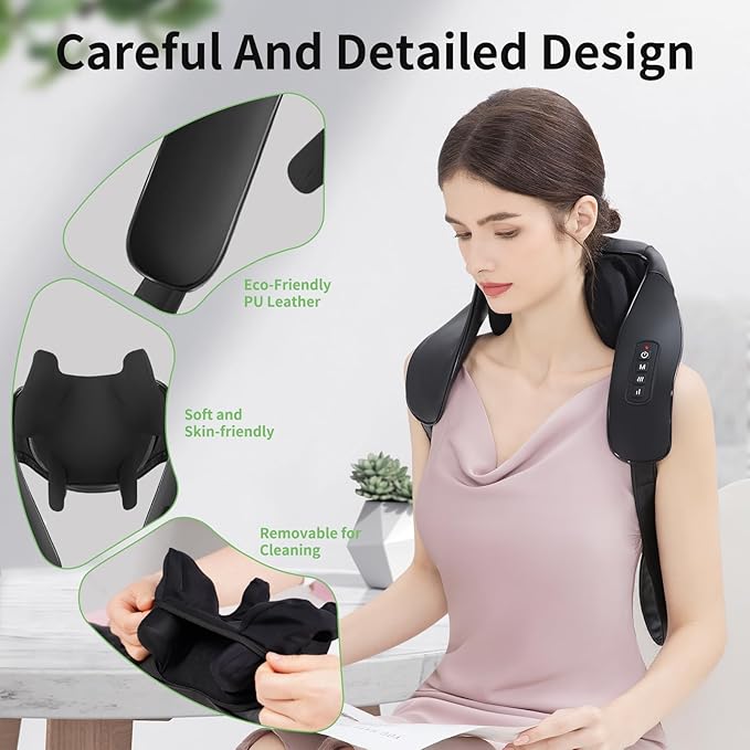 Shiatsu Neck and Back Massager with Heat, Upgraded 2600mAh Cordless Shoulder Massager Deep Tissue 6D Kneading with Carry Bag, Massages Pillow for Neck, Back, Shoulder, Body Gifts for Mom Dad
