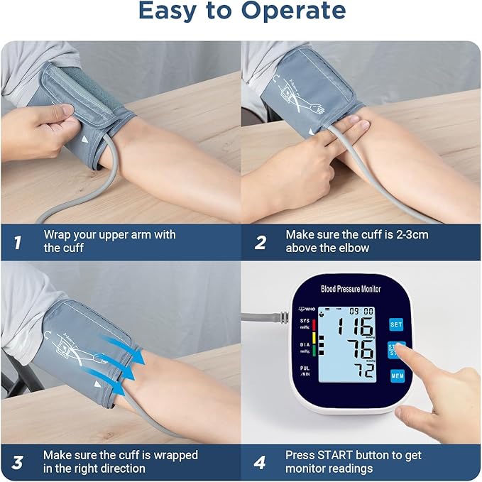 Blood Pressure Monitors, Automatic Upper Arm Blood Pressure Machines for Home Use with Large Cuff Adjustable BP Machine for Adult Elderly BSX583 (Navy Blue)