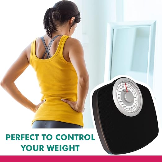 Adamson A25W Scales for Body Weight - Up to 400 LB - 5.3" Dial on 12.4" x 10.2" Platform - Anti-Skid Rubber Surface - High Precision Bathroom Scale Analog - Durable with 20-Year Assurance - White