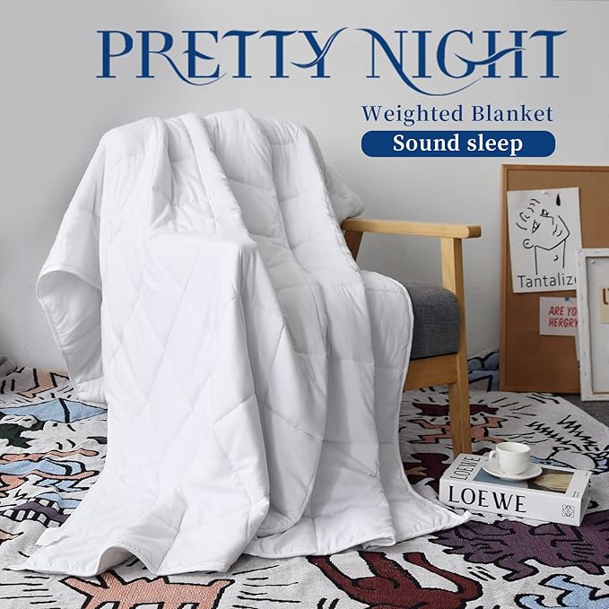 Weighted Blanket 12lbs Queen Size White 60"x80" Weighted Blankets for Adults Heavy Blanket are Comfortable and Cozy