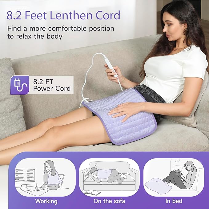 Heating Pad for Period Cramps, Heating Pad for Back/Neck/Shoulder Muscle Pain, 6 Heating & 4 Timer Setting, Auto Shut Off, Dry/Moist Heat & Machine Washable, Birthday Christmas Gifts for Women Mom
