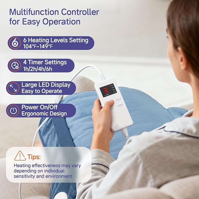 Large Heating Pad for Back Neck Shoulders, Electric Heating Pad for Back Pain Relief, 6 Heat Settings & 4 Timers 24"x33" Weighted Design, Christmas Birthday Gifts for Women Men Mom Dad
