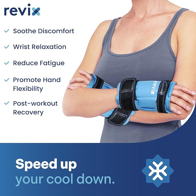 REVIX Wrist Ice Pack Wraps for Carpal Discomfort Soothing (2-Piece Set) Reusable Gel Hand Ice Packs, Cold Pack with Cold Compress, Promote Flexibility and Reduce Fatigue