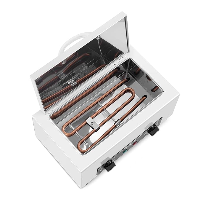 Professional Nail Tool Sterilizer Box, 2.2L Dry Heat Cleaning Cabinet with Temperature Control, Timer for Manicure Pedicure SPA Salon Barber Equipment (White)
