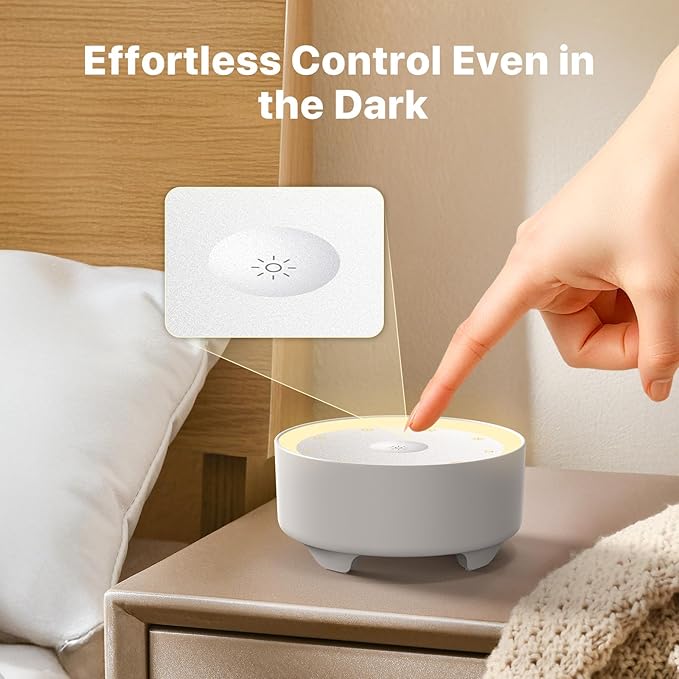 Kipcush White Noise Machine for Sleeping, 20 Soothing Sounds Including White Pink Brown Noise, Fan and Nature, Custom Shortcut Buttons, Dimmable Night Light, 8 Hour Timer, USB Powered