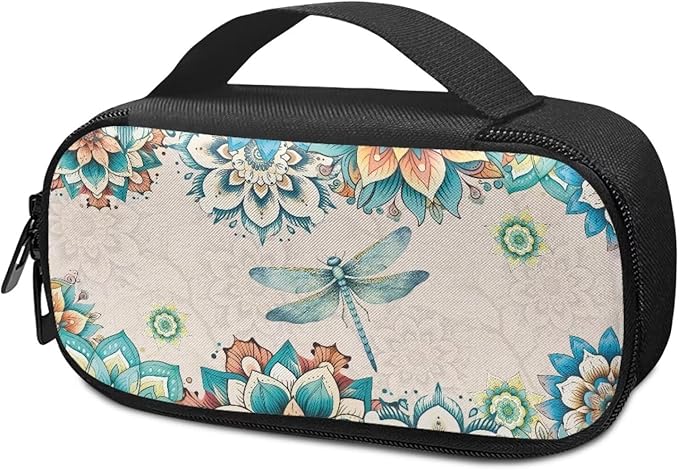 Boho Dragonfly Insulin Cooler Travel Case with Side Handle Diabetic Supplies Organizer Bags for Insulin Pens Blood Glucose Monitors or Other Diabetic Supplies