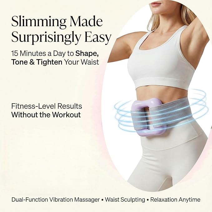 Electric Full-Body Vibration Massager, Hands-Free Cordless Design with Adjustable Strap, 8 Vibration Modes for Belly, Back, Legs & Waist, Includes Sash & Scraper