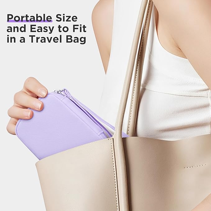 Zannaki Cute Pill Organizer for Purse with Two Removable 7-Day Pill Box, Travel PU Leather Pill Case, Portable Weekly Pill Container with Storage Bag to Hold Vitamins, Fish Oils, Supplements (Purple)