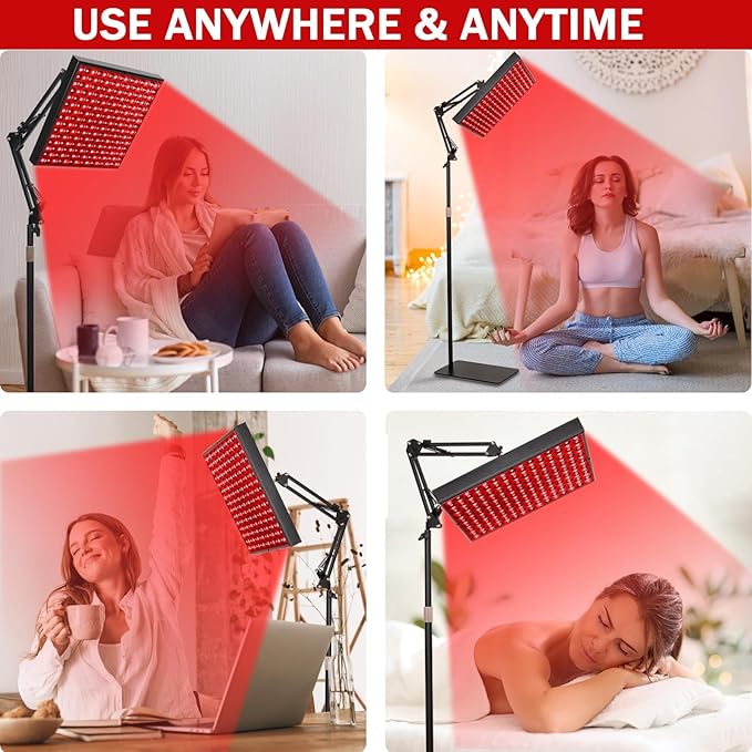 Red Light Therapy for Body and Face,660nm and 850nm Near Infrared Red Light Therapy Device,Red Light Therapy Panels with Adjustable Stand for Skin, Muscles Pain, 12.2" Square