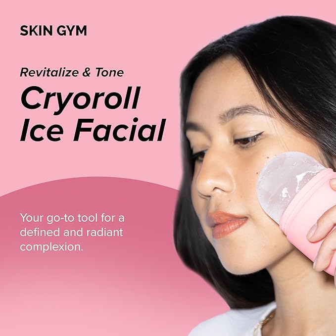 Skin Gym Ice Roller for Face – Facial Depuffing & Cooling Skin, Cold Face Roller to Minimize Pores & Soothe Skin, Reusable Cryo for Glowing Complexion