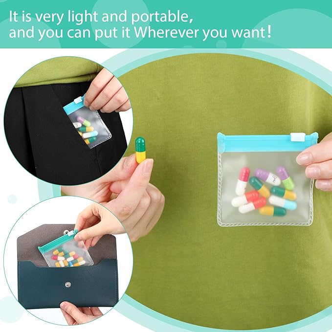 Sherr 35 Pcs Pill Pouch Bags Zippered Pill Pouch Set Reusable Translucent Medicine Organizer Self Sealing Medicine Organizer Travel Plastic Bags with Slide Lock for Storage(Gradient,Gradient Colors)
