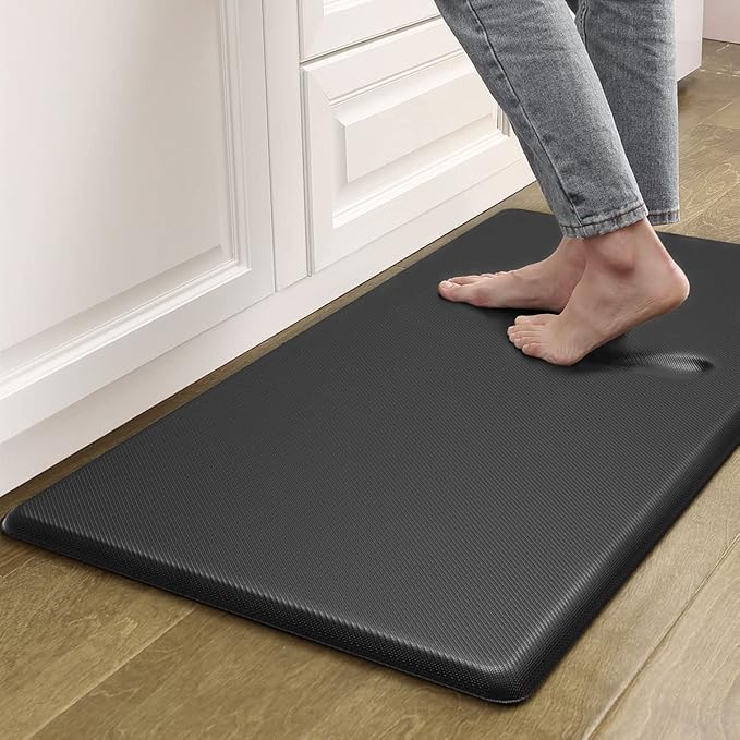 Artnice Anti Fatigue Kitchen Floor Mat, 3/4 Inch Thick Non-Slip Standing Desk Mat, Waterproof Comfort Kitchen Rugs for Home, Sink, Office, Laundry (20" x 47.2", Black)