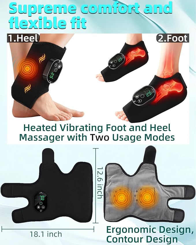 2in1 Foot and Ankle Massager with Heat and Vibration. Foot Renew. Cordless Ankle Massager for Circulation and Pain Relief, Suitable for Neuropathy and Muscle Fatigue. Gifts for Dad Mom Men Women（1pc）