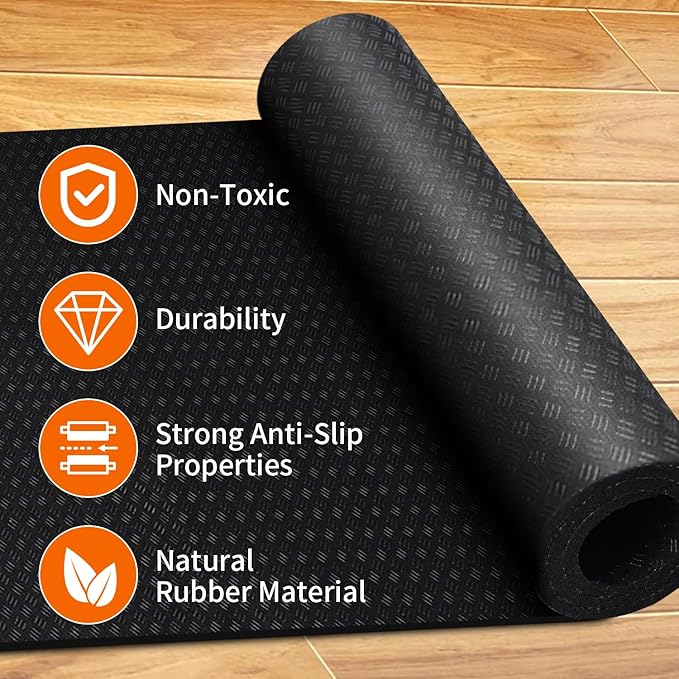 2 Pack Double Non-Slip Workout Mat for Ellipse Leg Exerciser, 23.6" × 11.8" 0.2" Thick Ellipse Machine Mat, Exercise Mats for Under Desk Ellipticals