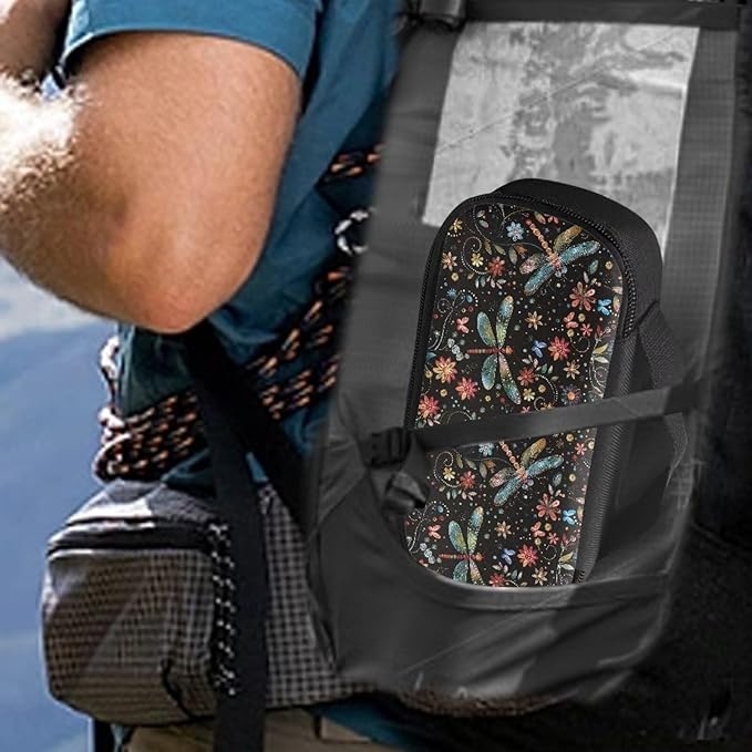 Colorful Dragonfly Floral Insulin Cooler Travel Bag Water & Stain Resistant Insulated Carrying Case to Store Insulin Pen, Needles and Diabetic Supplies, Easy to Use & Clean