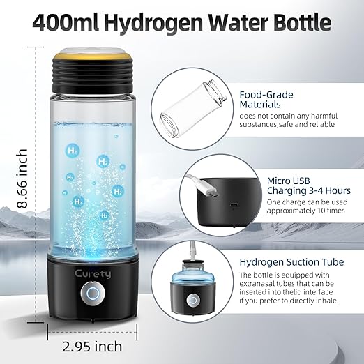 Hydrogen Water Bottle, 3 in 1 Hydrogen Water Bottle Generator, Hydrogen Water Ionizer 2300PPB with SPE/PEM Technology, Hydrogen Water Machine for Home Office Travel Fitness Drinking