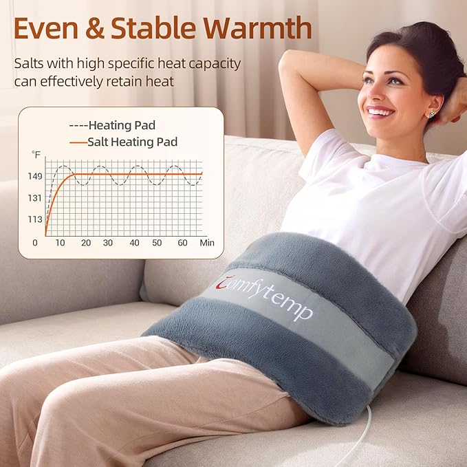 Comfytemp Himalayan Salt Weighted Heating Pad, Natural Moist Heating Pad for Back & Abdomen Comfort, Large Heated Pads for Women Men Mom Dad, 12"×24", FSA Eligible HSA，Electric Heat Warm with Auto-Off