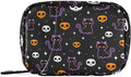 Halloween Skulls and Black Cat Pill Box 7 Day Pill Case Travel Pill Organizer Bag Container for Medicine with Zipper Portable Weekly Case Compact Size for Medicine, Vitamin, Supplement
