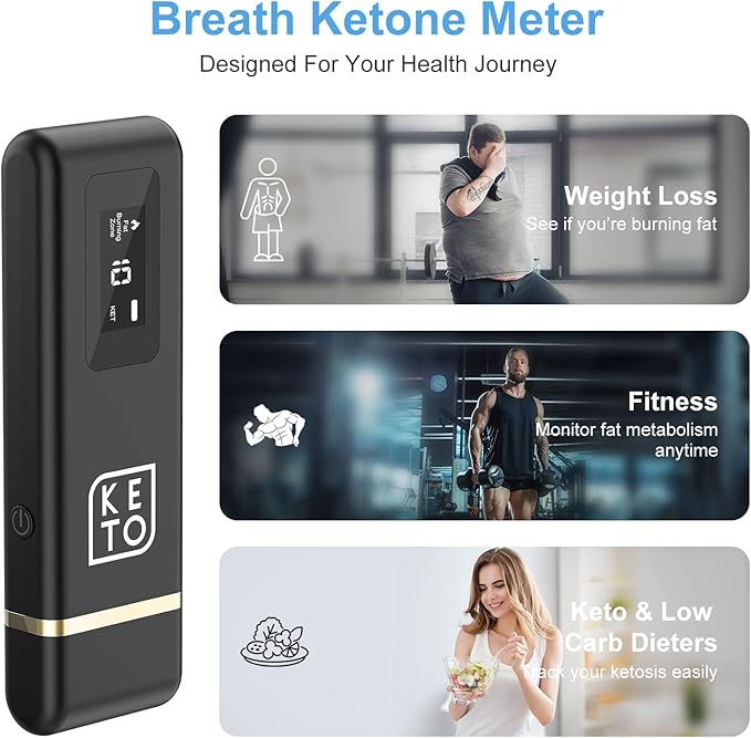 Home Breath Ketosis Meter – Portable, Rechargeable Ketosis Breath Tester & High Accuracy Ketone Breath Meter | Track Ketosis & Keto Diet - Professional Ketosis Tester