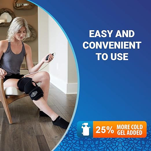 Cold Pack Compression Wrap for Knee by Icy Wrap - Ice Pack Therapy Cryo-Cool Flexible Treatment for Injuries, Aches, Swelling, Sprains, Inflammation