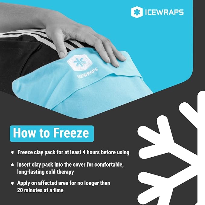 ICEWRAPS Reusable Ice Pack with Soft Fabric Cover and Ice Pack Cover for 10"x14" - Clay Ice Pack for Injuries - Reusable - Cold Pack Sleeve Keeps Pack Clean and Skin Protected, Reusable, Washable