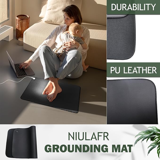 Grounding Mat Plus Grounding Cord. Grounded Foot Therapy, Grounding Desk Mat, Grounding Keyboard Mat to Protect The Body, Improve Energy, Relieve Pain,Sleep Assist (11.6X39 in)
