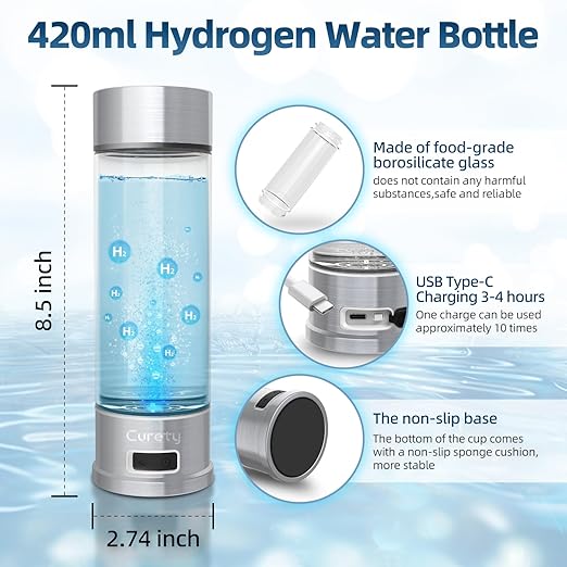 Hydrogen Water Bottle, 1500ppb Hydrogen Water Machine with SPE/PEM Technology, Alternative for Hydrogen Water Pitcher, Water Ionizer, Hydro Water Bottle for Health