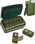 Pill Organizer 2 Times a Day (AM PM), Weekly Pill Box with PU Leather Travel Case, Portable Medicine Organizer for Travel, Work & Supplements (Green)