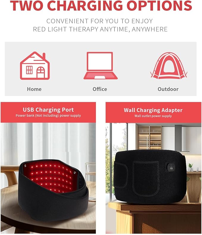 Red Light Therapy Belt for Body, Wearable Near Infrared Light Therapy 660nm & 850nm 3-in-1 Bead, Fatigue Pain Relief & Muscle Recovery, Gifts for Women Men