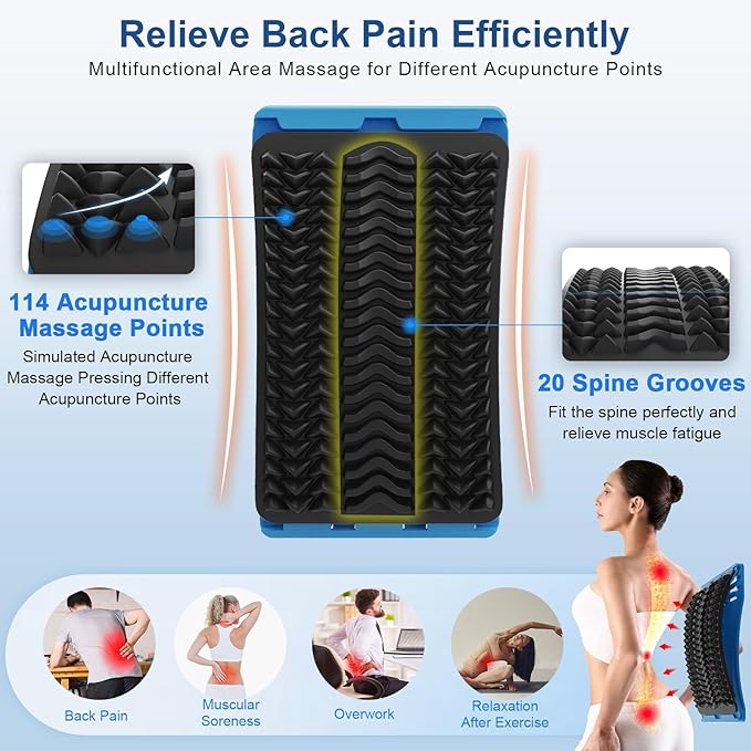 Back Stretcher for Lower Back Pain Relief, Multiple Level Adjustable Arch Lumbar Back Cracker Board, Back Cracking Device, Back Massager for Scoliosis, Spine Decompression Support