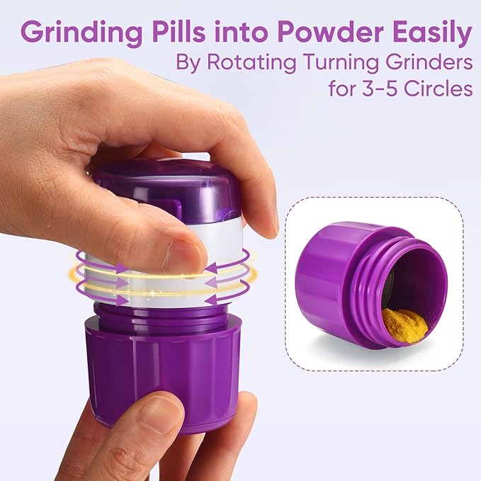 Pill Cutter, Crusher and Grinder, Splitter Accurate and Easy Cutting, Stainless Steel Blade, Perfect for Travel, Ideal for Purse or Pocket, Daily Usage, Ideal for Medication (Purple)