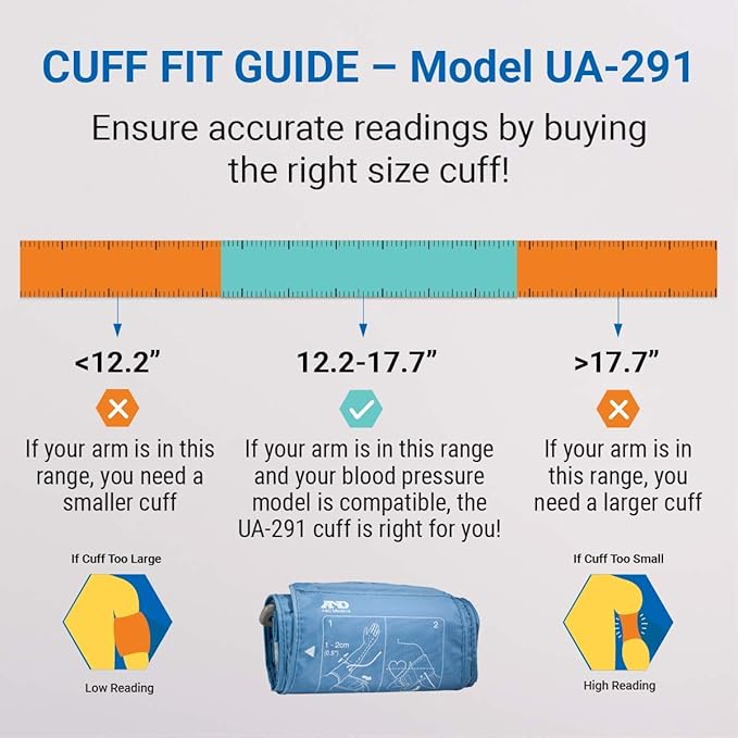 A & D Medical Large Cuff Arm Reusable Blood Pressure Cuff UA-291 Blue 1 Each