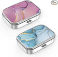 Pill Box 2 Compartment Small Pill Case,Portable for Pocket or Purse Pill Organizer Pill Container Holder to Hold Vitamins, Medication, Fish Oil and Supplements(2PCS)