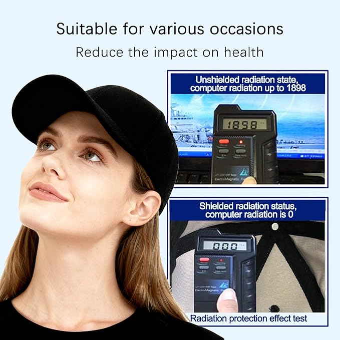 Effective 99.99% Anti R.adiation Cap E.M.F Protection Hat Shielding WiFi 5G Hat Black, 51-61cm/21-24in