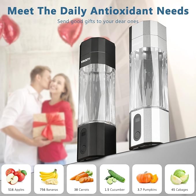 WochiTV Hydrogen Water Bottle Generator, 6400PPB High Concentration Portable Hydrogen Water Machine with SPE/PEM Tech & LED Display, 7oz Leak-Proof BPA-Free Bottle for Gym, Travel, Gifts DARK GRAY
