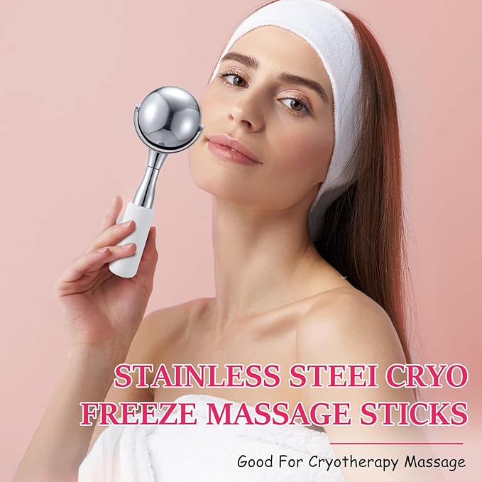 Cryo Sticks for Face-360 Rotating Unbreakable Steel Ice Globes, Cold Massage Roller Ball -Facial Skin Care Tools for Women, Ice Globes for Face and Eyes-Face Ice Roller-Ice Roller for Face