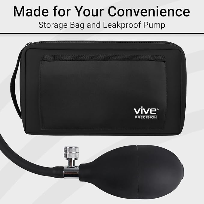 Vive Precision Manual Blood Pressure Cuff - Aneroid Sphygmomanometer with Case - BP Kit Monitor for Adults, Nurses - One Hand, One Tube Upper Arm Cuff Machine - BPM Meter Device for Professionals
