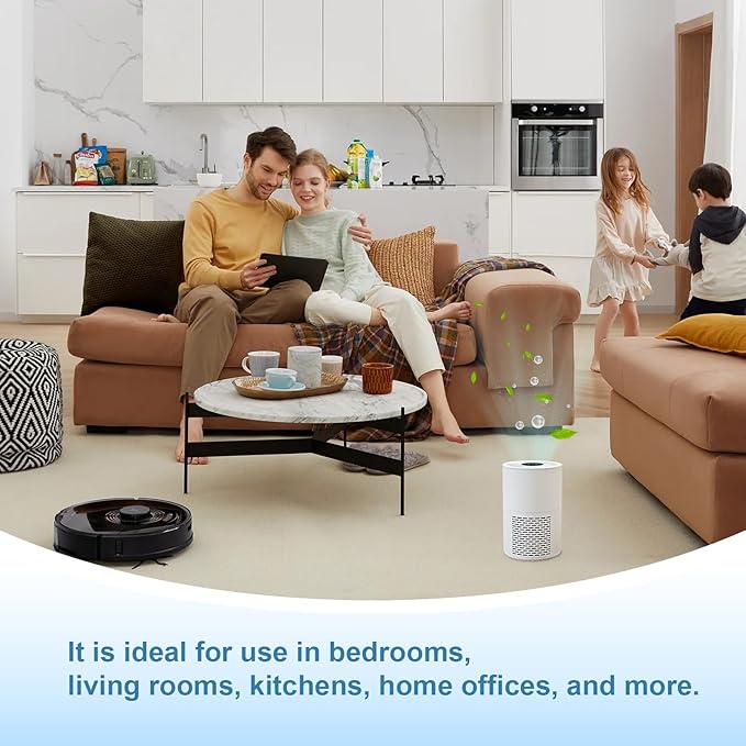 Small Air Purifier Personal Desktop Air Purifier 3-in-1 Filters One-Button Operation for Dust Smoke Odors Quiet for Office Bedroom Hotel White (Product Dimensions 4.8 x 4.8x 7.2 inch)