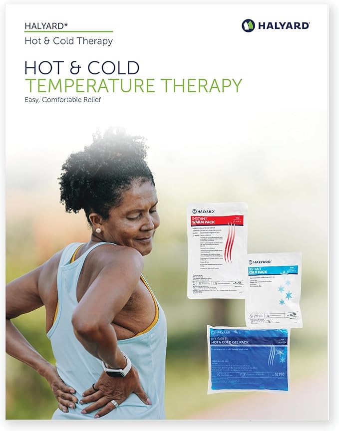 HALYARD Instant Cold Pack Disposable Cold Compress Ice Packs for Swelling Injuries Toothaches Sprains Strains 6 x 9 Inches, 24 Packs Per Case - 51779