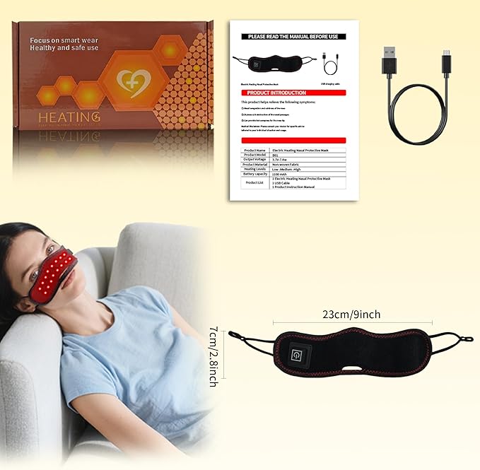 Red Light Therapy for Nose, Cordless Heating Nose Pad, Nose Warmer, 3 Levels Adjustable Nasal Heating for Relieve Nasal Congestion, Sinus Relief