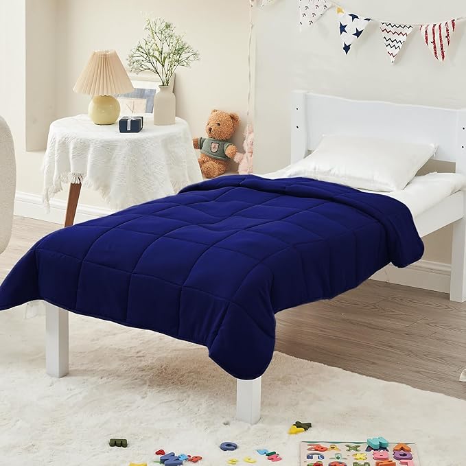 yescool Weighted Blanket (5 lbs, 36" x 48", Blue) Cooling Heavy Blanket for Sleeping Perfect for 40-60 lbs, Breathable Blanket with Premium Glass Bead, Machine Washable