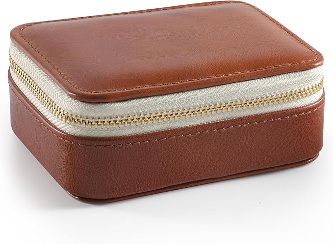 Genuine Leather Travel Pill Organizer Box Case 1 Times a Day for Purse for Women, Cute Medicine Pill Holder Containers for Vitamin Small Weekly Daily 7 Day Am Pm Pill Organizer(Vintage Brown)
