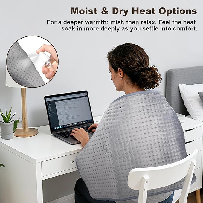 Extra Large Heating Pad for Back Pain Relief, 20x40 Inches, Full Body Heating Pad with Moist Heat Therapy, 10 Temperature Settings, 3 Auto Shut-Off Timers & Soft Flannel Cover, Gifts for Women Men