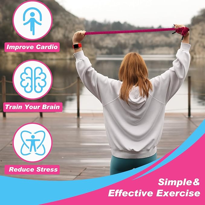 Lewtemi 2 Pcs Flow Rope for Fitness Double Woven Workout Rope Adjustable Length Flow Jump for Working out Men Women Training Exercise Gym Indoor Outdoor Beginner, 9 ft