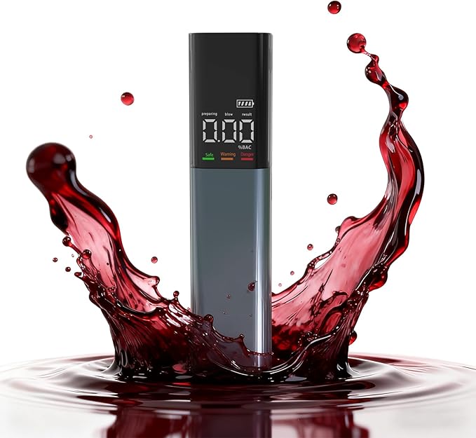 Portable Breathalyzer, BAC Tester with Digital Display, Audible and Visual Alarm, Type-C Charging Non-Contact Personal Breathalyzers for Home & Travel Use