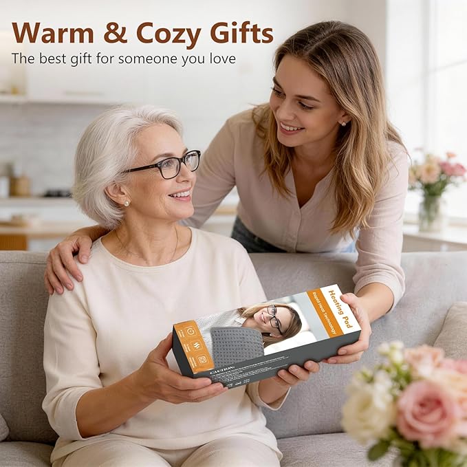 Heating Pad for Back Pain & Period Cramps Relief, 9 Heat Settings Electric Heating Pad for Neck & Shoulder, Auto Shut Off, Soft Machine Wash Fabric, Gifts for Mom, Women, 12''x24'', Gray