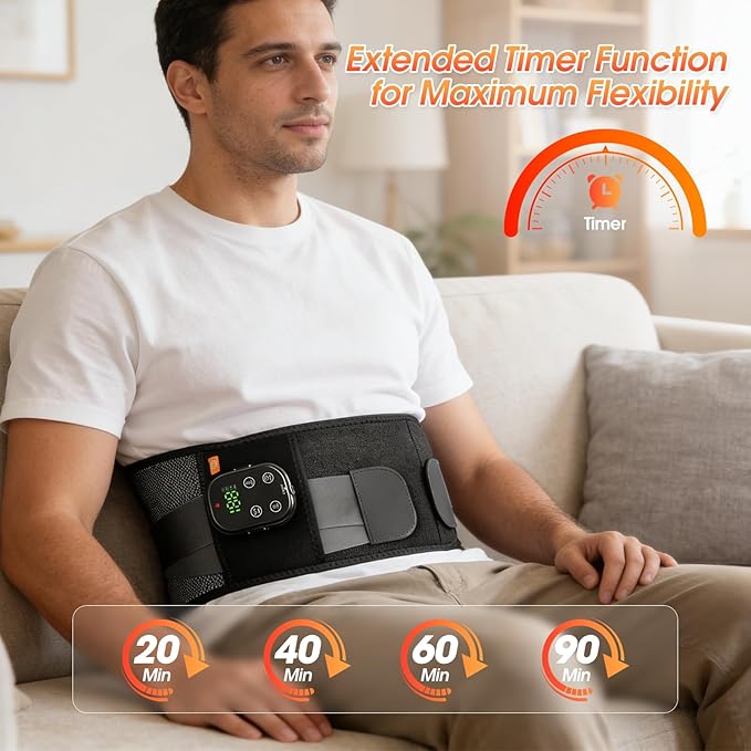 Cordless Heating Pad for Back with Massager, APP Control Portable Lower Back Massage Rechargeable with 7 Heat 7 Vibration, Heat Pad for Back Pain Relief, Gifts for Women Men Mom Dad