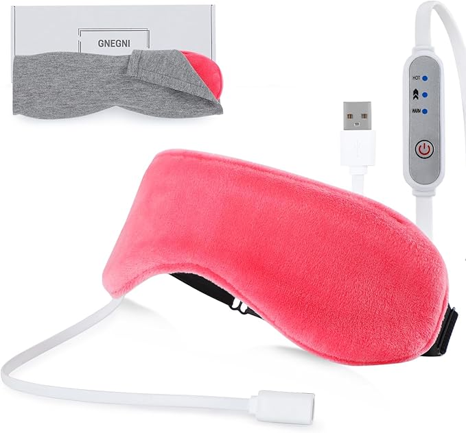 Heated Eye Mask, Graphene USB Warm Compress for Dry Eyes, Blepharitis, Stye and MGD Relief, 3 Temperature Levels with Washable Cover, Adjustable Strap